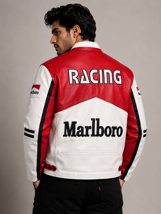 Marlboro F1 Leather Jacket – Vintage Racing Leather Jacket for Unisex| Premium Streetwear