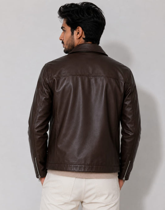 Premium Faux Brown Leather Jacket for Unisex| Vintage Style Vegan Leather Jacket | ZeyNox