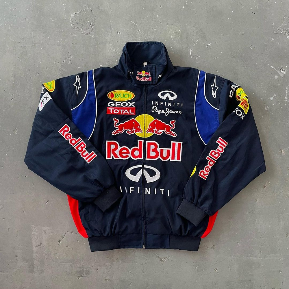 Red Bull Embroidered Racing Jacket for Unisex | Premium Motorsport Streetwear Bomber Jacket