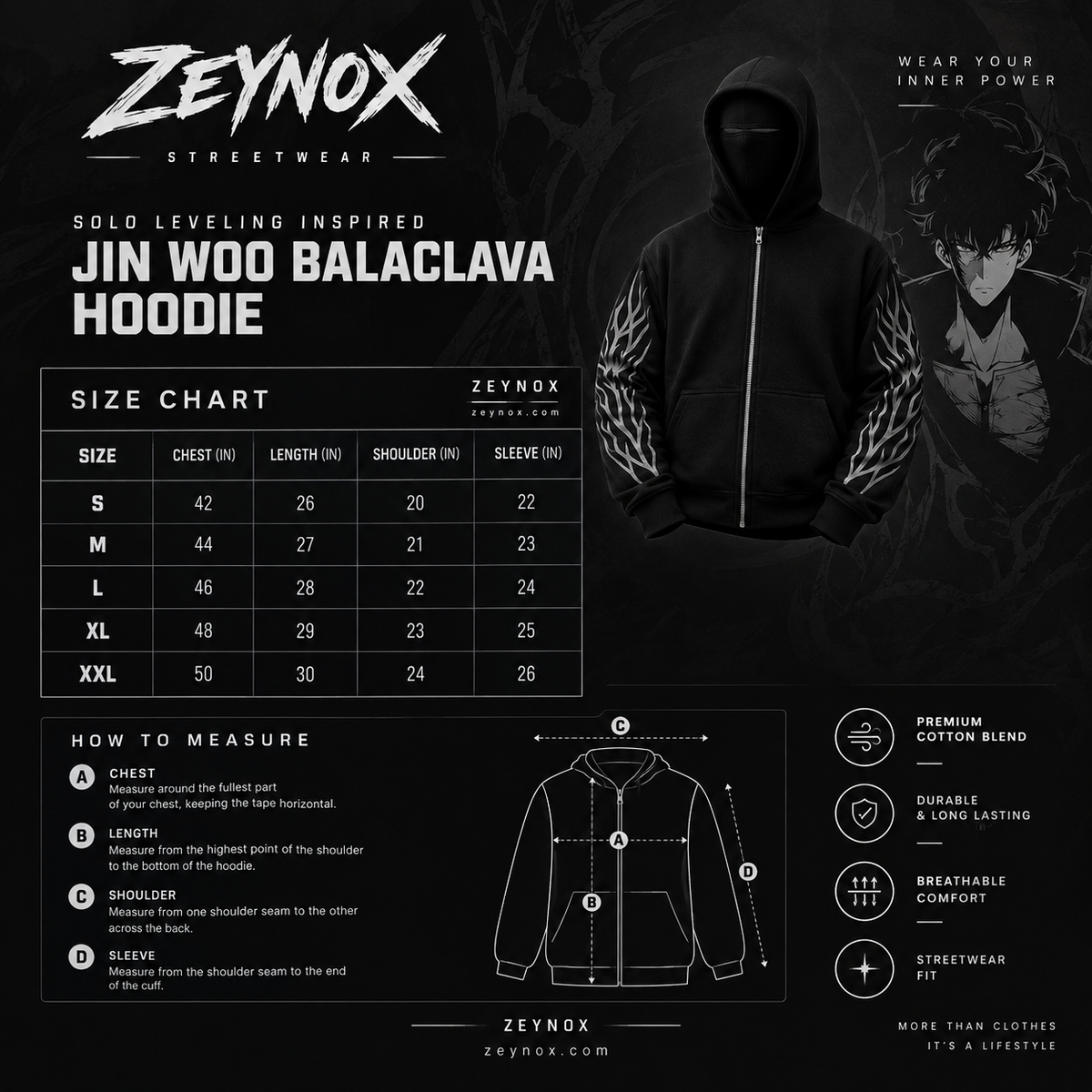 Solo Leveling Inspired Jin Woo Balaclava Hoodie | Oversized Anime Streetwear Hoodie – ZEYNOX
