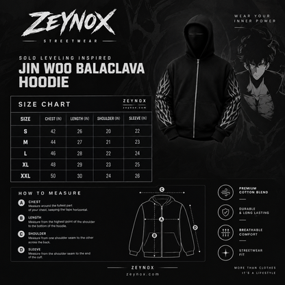 Solo Leveling Inspired Jin Woo Balaclava Hoodie | Oversized Anime Streetwear Hoodie – ZEYNOX