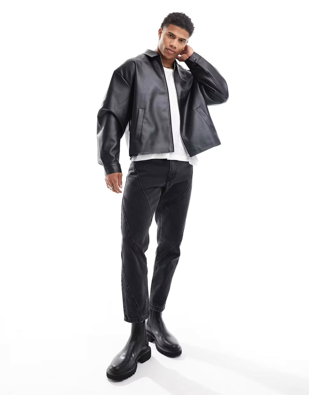 Faux Black Leather Jacket – Classic Zip-Up Casual Biker Jacket for unisex | Premium Vegan Leather