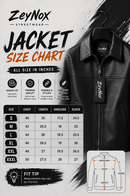 Faux Black Leather Jacket – Classic Zip-Up Casual Biker Jacket for unisex | Premium Vegan Leather