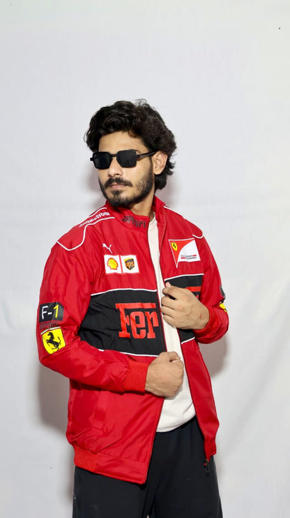 Red F1 Ferrari Racing Jacket – Premium Motorsport Streetwear Jacket for Men & women, unisex| ZeyNox