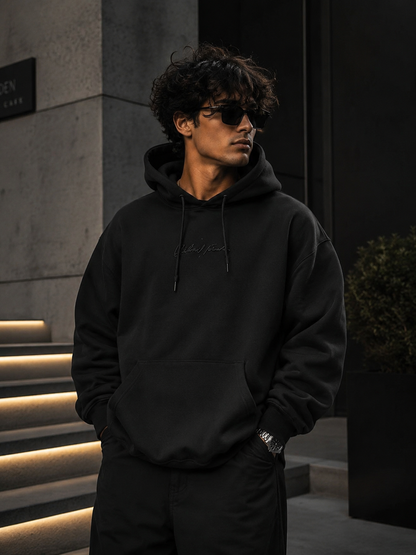 Premium Black Oversized Hoodie for Men & Women | Heavyweight Cotton Fleece Pullover | ZeyNox