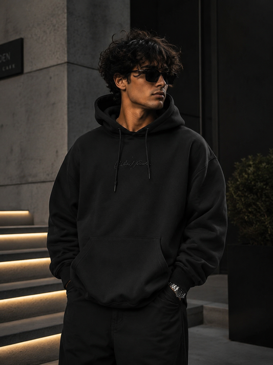 Premium Black Oversized Hoodie for Men & Women | Heavyweight Cotton Fleece Pullover | ZeyNox