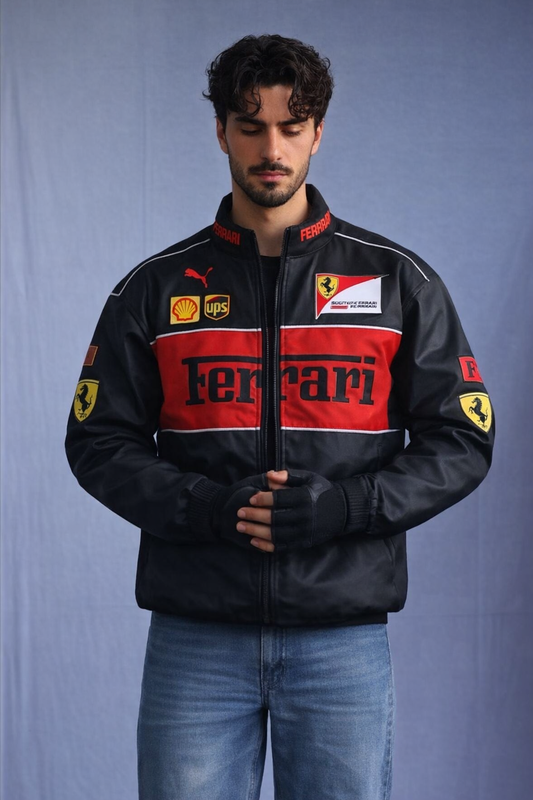F1 Ferrari Vintage Racing Jacket | Retro Formula 1 Motorsport Zip-Up Jacket for unisex