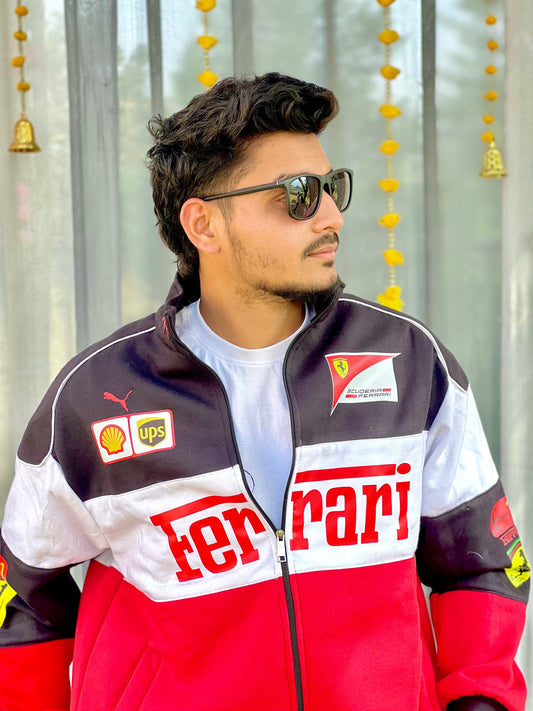 Tri Colour Ferrari Racing Jacket – Premium F1 Motorsport Streetwear Bomber Jacket for Men & Women unisex |