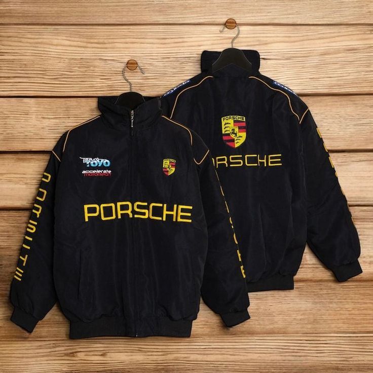 Porsche Black Print Racing Jacket | Premium Streetwear Motorsport Jacket