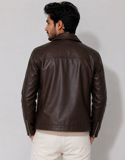 Premium Faux Brown Leather Jacket for Unisex| Vintage Style Vegan Leather Jacket | ZeyNox