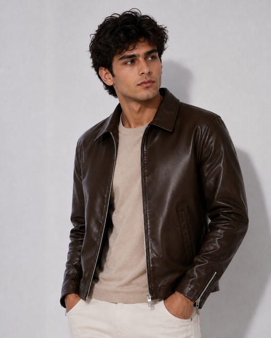 Premium Faux Brown Leather Jacket for Unisex| Vintage Style Vegan Leather Jacket | ZeyNox