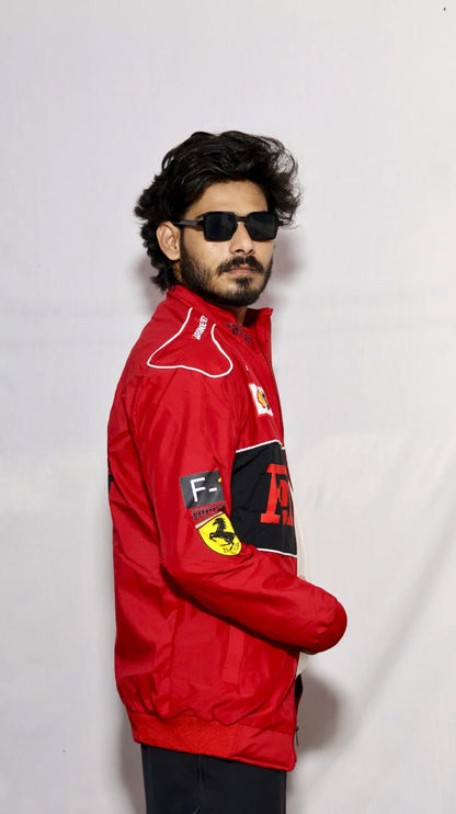 Red F1 Ferrari Racing Jacket – Premium Motorsport Streetwear Jacket for Men & women, unisex| ZeyNox