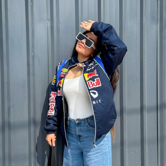 Red Bull Embroidered Racing Jacket for Unisex | Premium Motorsport Streetwear Bomber Jacket