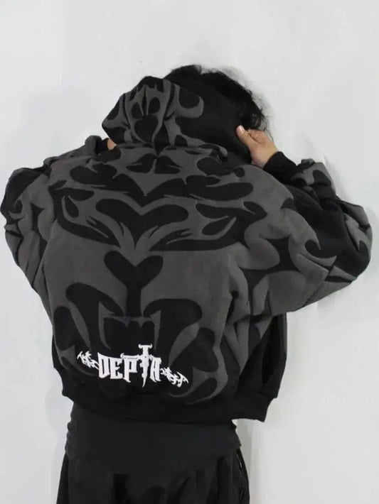 Tribal Shadow Depth Hoodie – Premium Oversized Streetwear Hoodie for Unisex | ZeyNox Streetwear