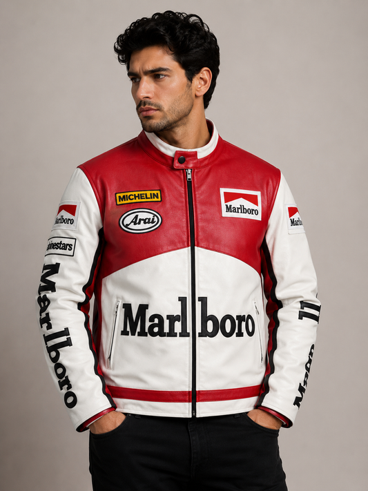 Marlboro F1 Leather Jacket – Vintage Racing Leather Jacket for Unisex| Premium Streetwear