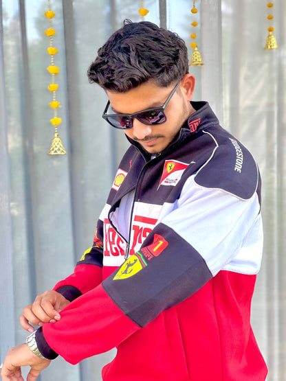 Tri Colour Ferrari Racing Jacket – Premium F1 Motorsport Streetwear Bomber Jacket for Men & Women unisex |