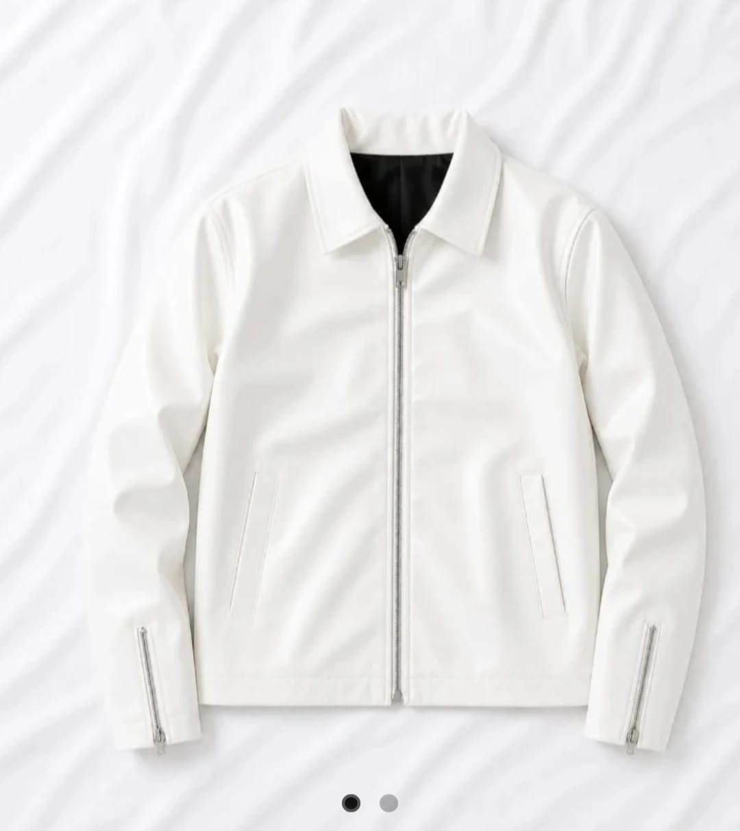 ZeyNox unisex Faux White Leather Jacket – Premium Vegan Leather Biker Jacket