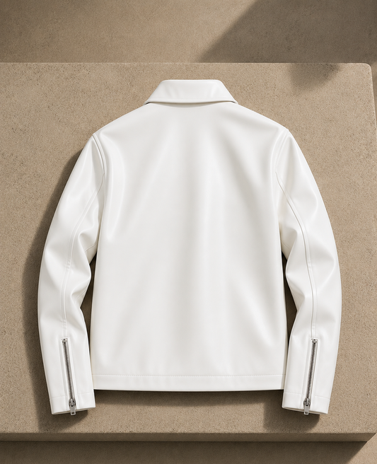 White Genuine Leather Jacket | Premium Slim Fit Biker Motorcycle Jacket