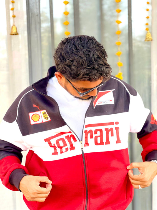 Tri Colour Ferrari Racing Jacket – Premium F1 Motorsport Streetwear Bomber Jacket for Men & Women unisex |