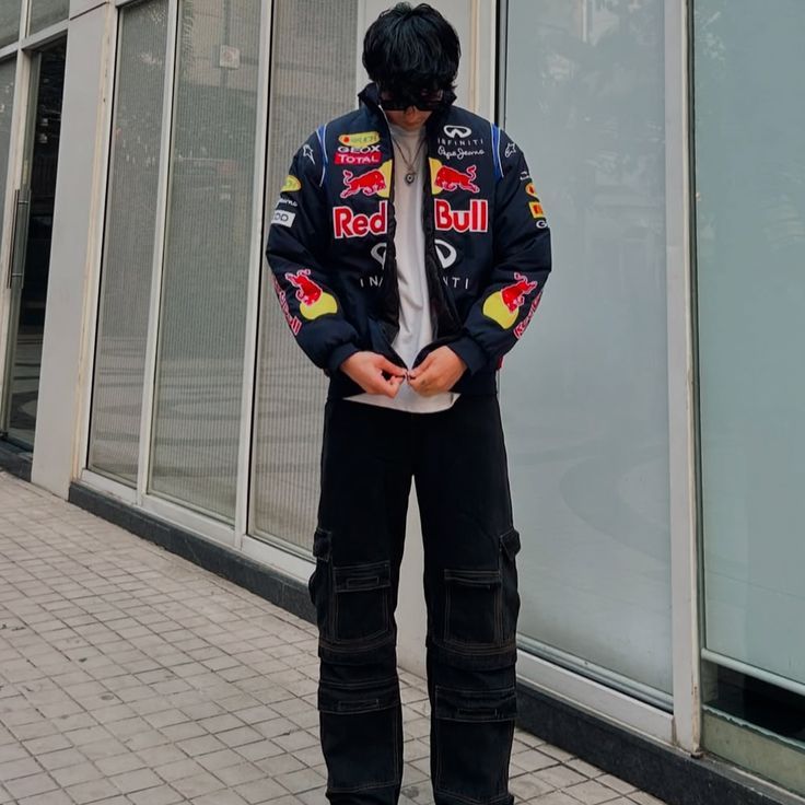 F1 Red Bull Print Racing Jacket | unisex Vintage Motorsport Streetwear Jacket