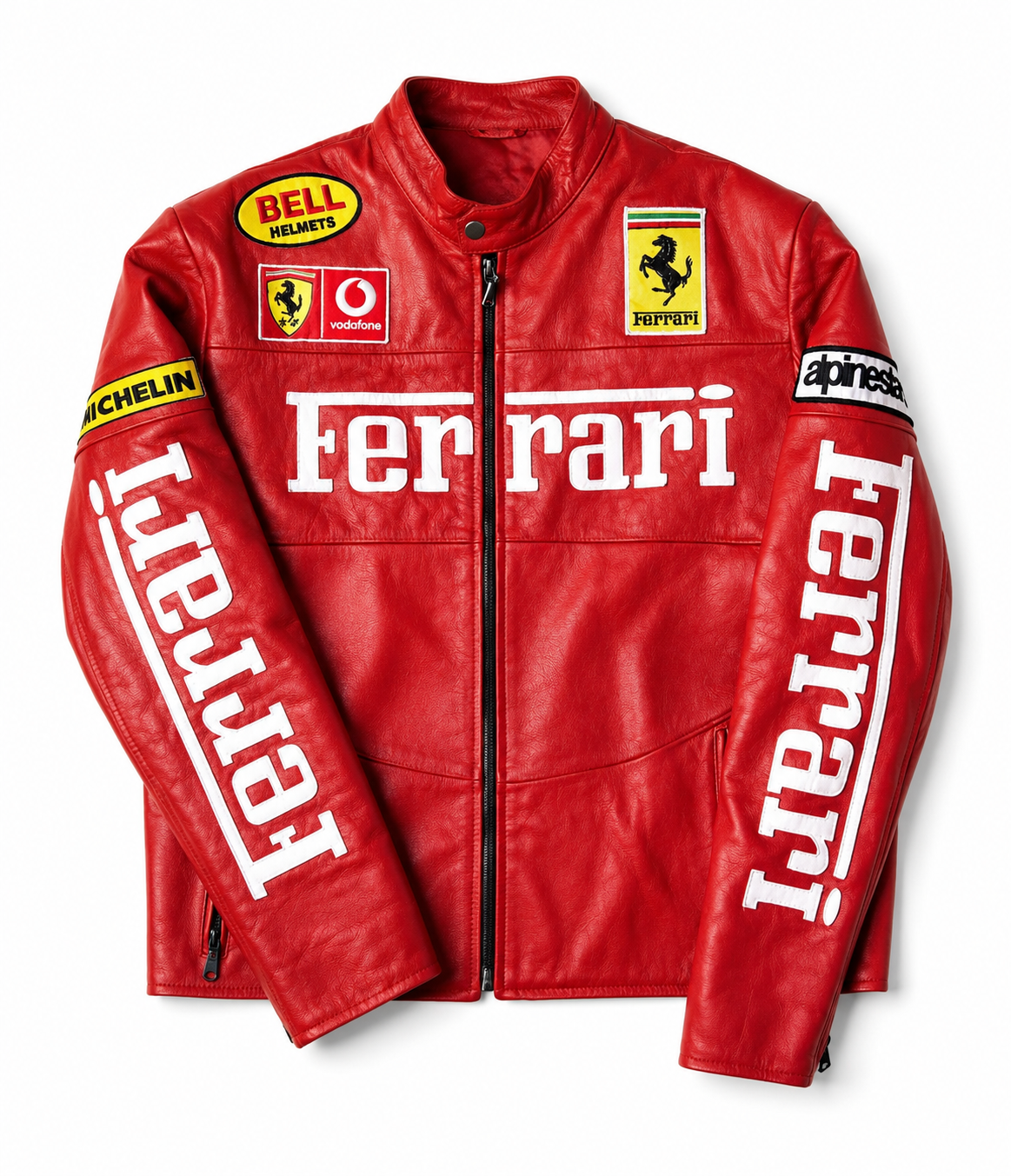 Ferrari Red Leather Jacket for Unisex | Premium Faux Leather Racing Jacket | ZeyNox