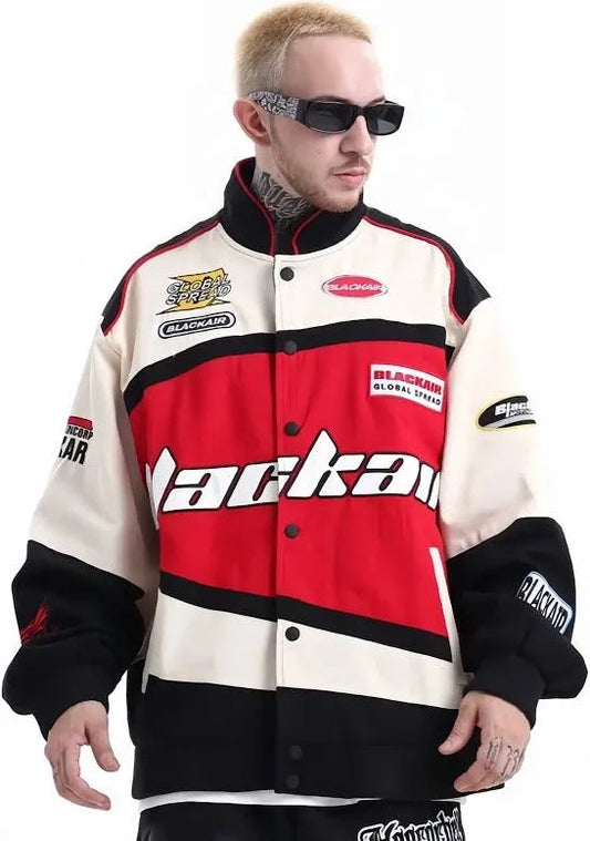 BlackAir Racing Jacket – Vintage Streetwear Bomber for Men & Women