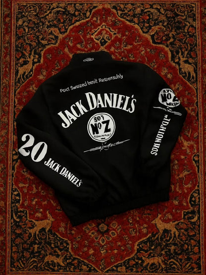 Jack Daniels Print Jacket | Vintage Whiskey Graphic Racing Jacket | Unisex Streetwear Jacket