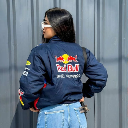 Red Bull Embroidered Racing Jacket for Unisex | Premium Motorsport Streetwear Bomber Jacket