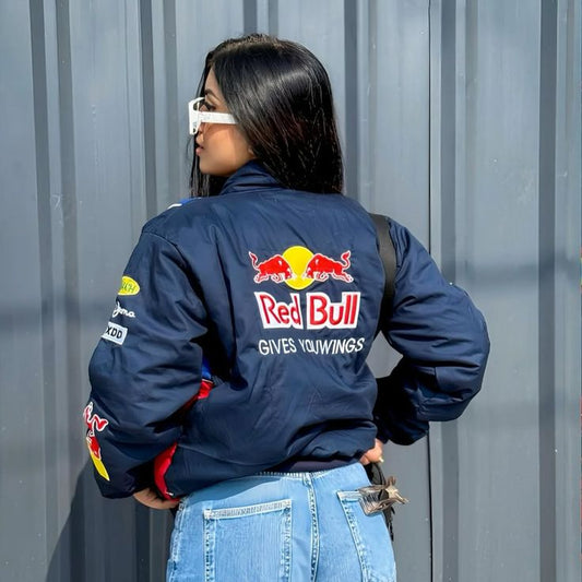 Red Bull Embroidered Racing Jacket for Unisex | Premium Motorsport Streetwear Bomber Jacket