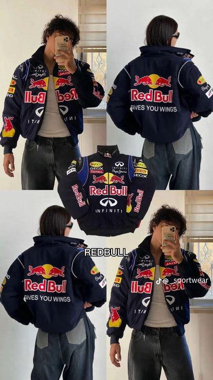 F1 Red Bull Print Racing Jacket | unisex Vintage Motorsport Streetwear Jacket