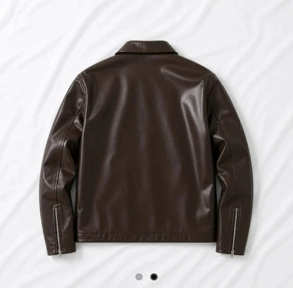 Premium Faux Brown Leather Jacket for Unisex| Vintage Style Vegan Leather Jacket | ZeyNox