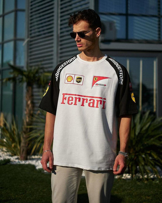F1 Ferrari White T-Shirt for Unisex | Racing Graphic Streetwear Tee