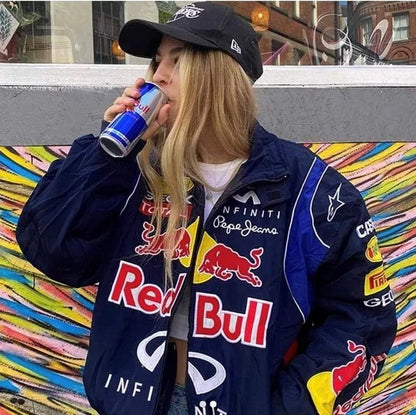 F1 Red Bull Print Racing Jacket | unisex Vintage Motorsport Streetwear Jacket