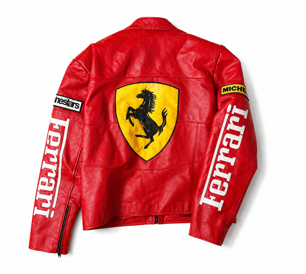 Ferrari Red Leather Jacket for Unisex | Premium Faux Leather Racing Jacket | ZeyNox